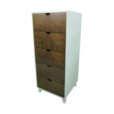 Furindo N5D Nakas dengan 5 Drawer Kayu MDF - Coklat Putih