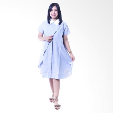 Mama Hamil Sofie Dress Krah Putih K ... dan Menyusui - Biru Muda