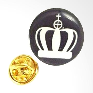 Houseofcuff Crown Circle Collar Bar Lapel Pin Bros Aksesories Pria - Black Hitam