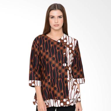 FBW Alexa Layer Peplum Batik Blouse Wanita - Hitam Putih