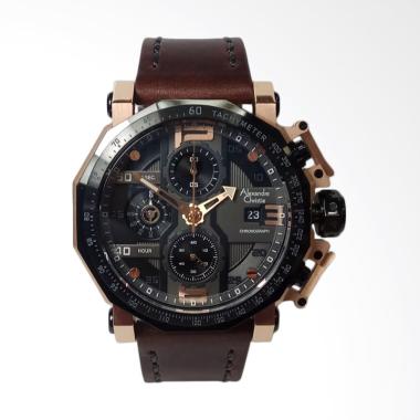 Alexandre Christie Chronograph Leat ... Black Rosegold [AC6373MC]