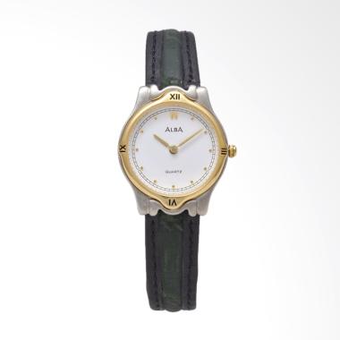 Alba ATAK18 Leather Strap Jam Tangan Wanita - Black Silver Gold White