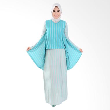 Jfashion Alfiana Corak Salur Long M ... ess Muslim Wanita - Hijau
