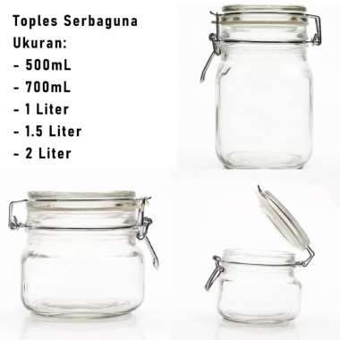 Toples Kue Kering Bawang Goreng Bumbu Gula Garam Bumbu Kaca Jar Tebal 1500mL