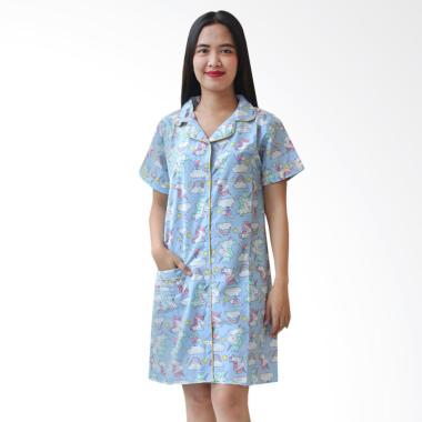Aily DS001 Katun Jepang Motif Unicorn Daster Wanita - Biru