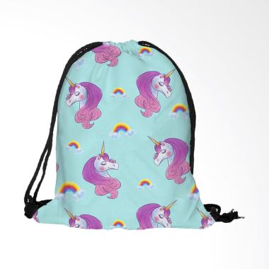 Lansdeal YXP71021644C Unicorn Candy Rucksack Bundle Pocket Storage Drawstring Backpack - Blue