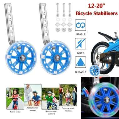 Roda Bantu Anak Training Wheel LED Lampu Sepeda Roda Belajar 12 16