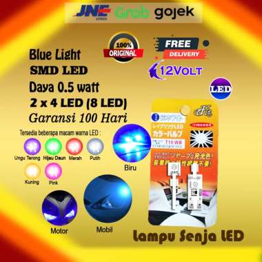 Lampu LED T10 4 SMD 5050 MOBIL MOTOR LAMPU SENJA 4 LED PCB Biru