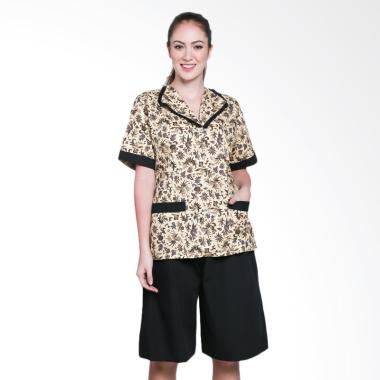 Seragam Etc Batik Culottes Set Pakaian Babysitter - Beige Black