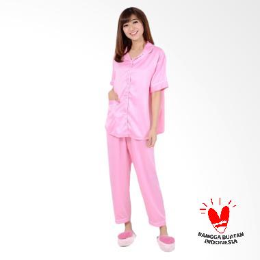 Okechuku CP Satin Baju Tidur Lengan Pendek Wanita - Pink