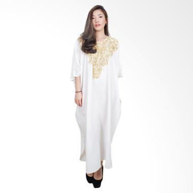 Macadamia House D7483 Gold Petal Gamis Long Dress Wanita - White