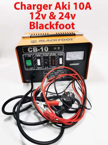 charger battery aki 10A CB-10 blackfoot - cas accu baterai mobil motor orange