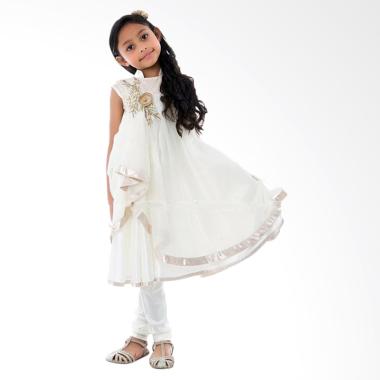 Belle Maison Chiffon Ivory Dress Set Woven Pants Baju Muslim Anak