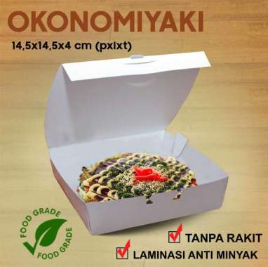 Kotak Box Okonomiyaki | Siomay | Dimsum | Cilok - PUTIH POLOS (50 pcs)