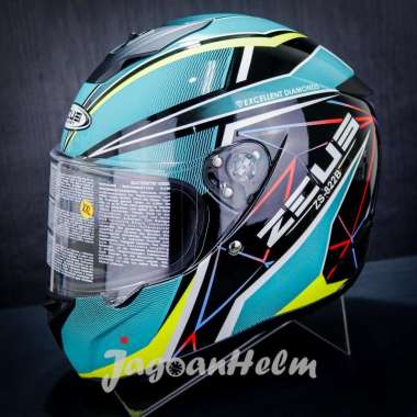 ZEUS HELM ZS822B | BLACK AO22 GREEN | ZS822 - ZS-822 FLAT VISOR XXL