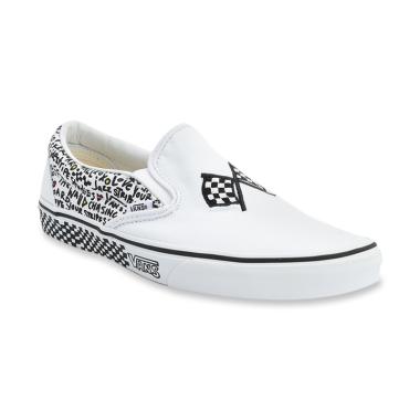 Vans UA Classic Slip-On DIY Sepatu Pria - Black True White