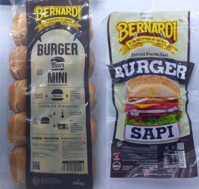 Paket Burger mini Bernardi 20 pcs (Daging Burger dan Roti Burger @ 20)