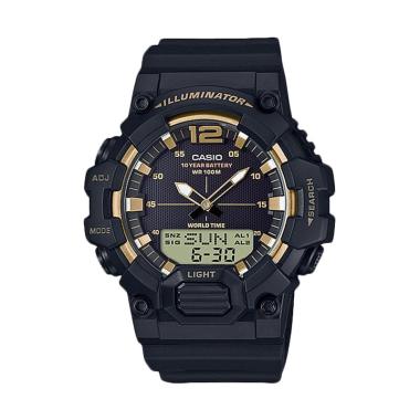 CASIO Digital Analog Jam Tangan Pria [Original/ HDC-700] Black Gold