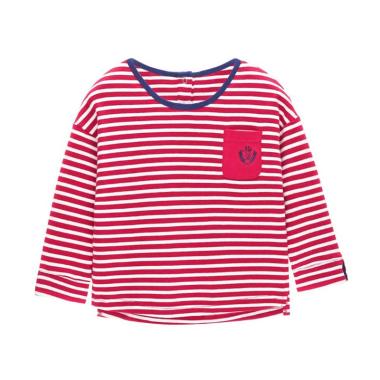 Mom n Bab Long Tee Claret Stripe Baju Atasan Anak - Red
