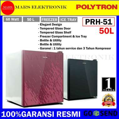 KULKAS POLYTRON MINI PRH-51 / 50 LITER / PORTABLE / KULKAS MINI POLYTRON PRH 51 MERAH