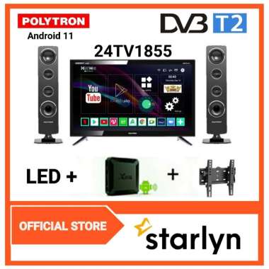 POLYTRON LED Digital TV 24 Inch SMART ANDROID BOX 11 24TV1855 +SPEAKER