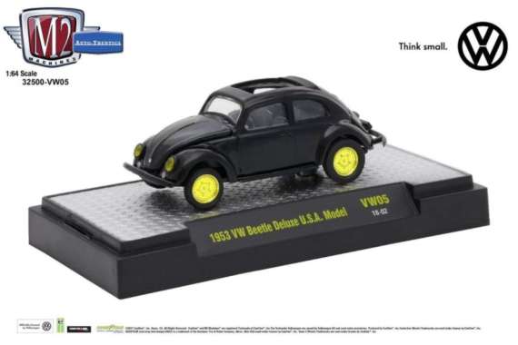 M2 Machines 1:64 Auto-Thentics 1953 VW Beetle Deluxe USA Model Hitam