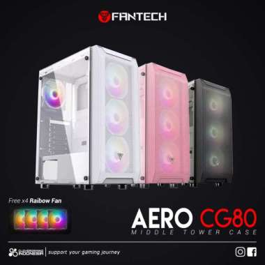 Fantech AERO CG80 Tempered Glass Mid Tower - Gaming Case - Putih