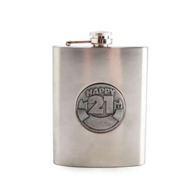 Pink Pug Em1 Flask 8oz Stainless Steel Hip Drinking Whiskey 