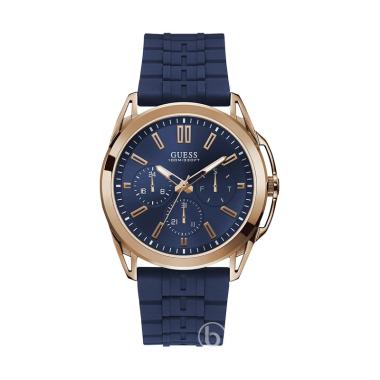GUESS Vertex Multifunction Jam Tangan Pria [Original/ W-1177G4] Blue Rose Gold