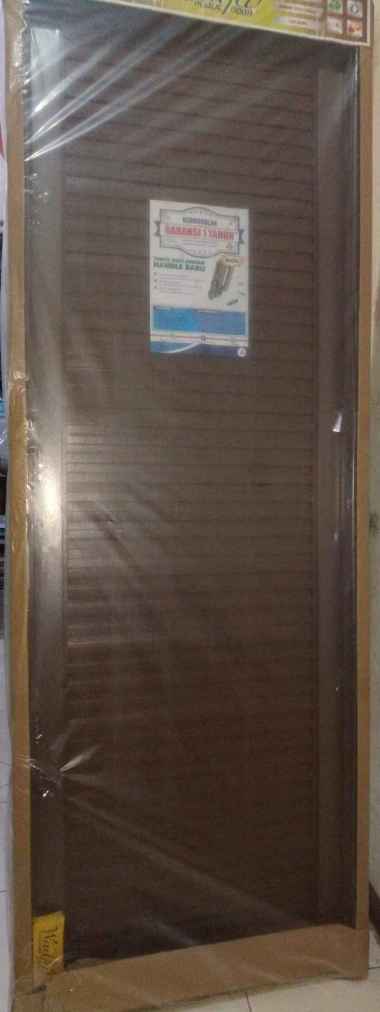 pintu kamar mandi baja full panel motif warna Coklat