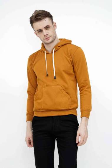 Jaket Polos Jumper Hoodie Sweater Warna Mustard XXL