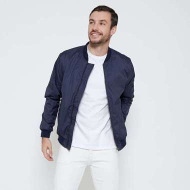 M231 Jaket Pria Taslan Bomber Panjang Navy 1758A Navy XL