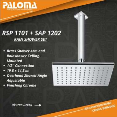 PALOMA RSP 1101 SAP 1202 RAIN SHOWER SET KEPALA SHOWER BRASS CHROME