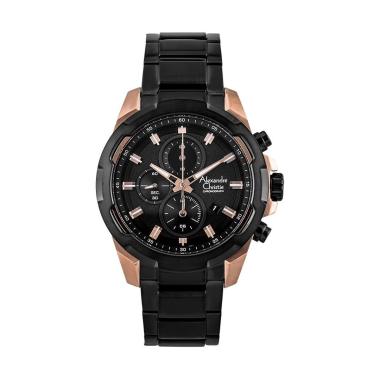 Alexandre Christie Chronograph Stainless Steel Jam Tangan Pria - Black Rosegold [AC 6523 MC BBRBA] -