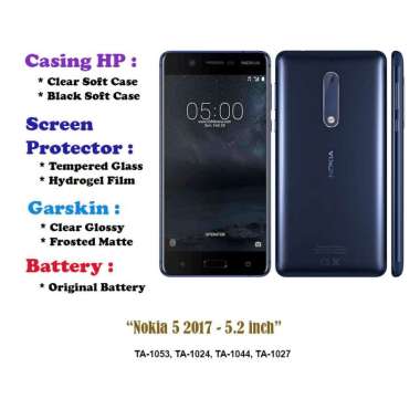 Nokia 5 2017 - 5.2 inch - Case - Screen Protector - Battery - Dll Clear Soft Case