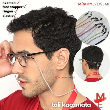 Tali Kacamata Kalung Elastis Pria Wanita Lentur Strap Karet Antislip Cream