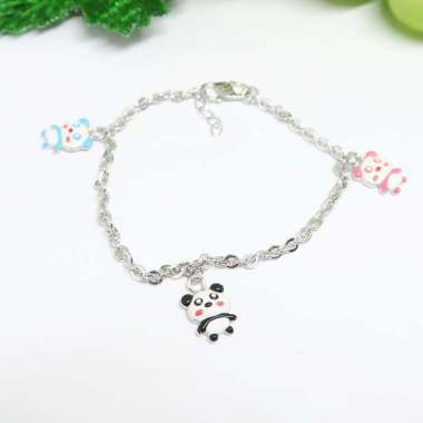 BCGA074 GELANG ANAK BAYI BALITA PANDA 3W PERAK SILVER 925 LAPIS EMAS ASLI ORIGINAL silver