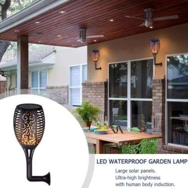 Lampu Taman Obor Rechargeable Sinar Matahari Nyala Api Led Kotak