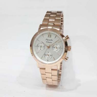 Alexandre Christie Dual Time 2901BFB Jam Tangan Wanita Rose Gold Silver