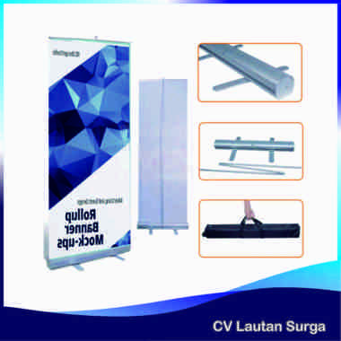 ROLL UP BANNER ALUMUNIUM UKURAN 80X200 CM STANDING BANNER STANDING PROMOSI SILVER