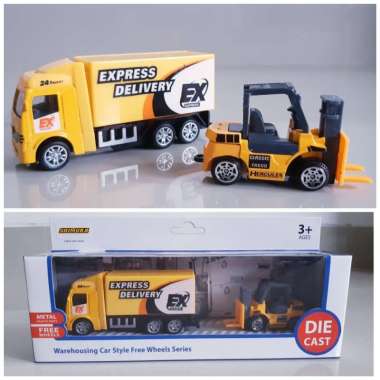 Set Diecast Mobil Box & Forklift - Miniatur Mobil Truk Forklip Anak Box