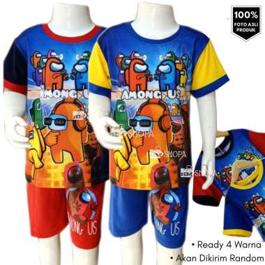 Baju Setelan Main Anak Laki-laki AMONG US IMPOSTER Games Keren 7 tahun Multicolor