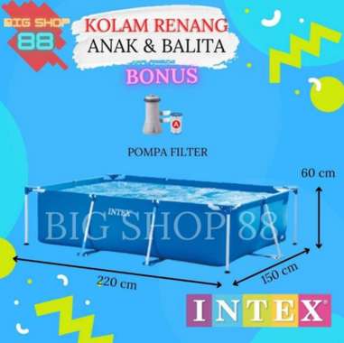 PAKET HEMAT INTEX 28270 BONUS POMPA FILTER KOLAM RENANG PORTABLE KOLAM RENANG ANAK FRAME POOL 220X15