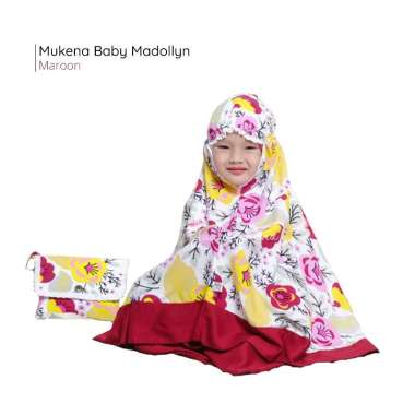 MUKENA TELEKUNG BABY BALITA 2-3 TAHUN KATUN RAYONJANGER PREMIUM MOTIF MADOLLYN Maroon
