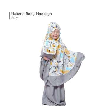 MUKENA TELEKUNG BABY BALITA 2-3 TAHUN KATUN RAYONJANGER PREMIUM MOTIF MADOLLYN Grey
