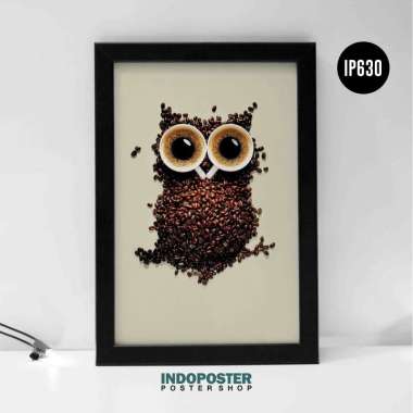 Poster Hiasan Dinding Cafe Kopi Coffee Owl INDOPOSTER A4 30X20cm