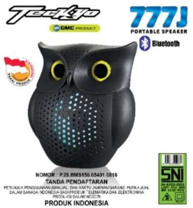 Speaker Burung Hantu GMC Teckyo 777J Bluetooth Portable USB hitam
