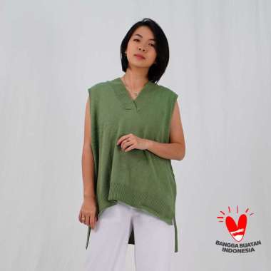 Okechuku NARI Rompi Rajut Wanita Knit Vest Outer Oversize Korean Style Mint