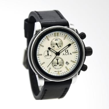 Alfa Leather Strap Hitam Ring Silve ... gan Pria - Putih 33016MSB