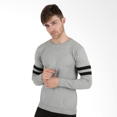 Elfs Shop Rajut Double Line Sweater Pria - Abu Muda